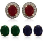 YouBella American Diamond Jewellery Multi-Color Interchangeable Triangular Shaped Earrings for Girls and Women : Best Rakhi Gift Jewellery - Fast Shipping to USA & Canada