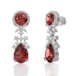 ANAYRA Fine Silver Jewellery RED 925 Sterling Silver Modern Stud Earrings for Women | Hallmarked Statement Jewellery - Fast Shipping to USA & Canada