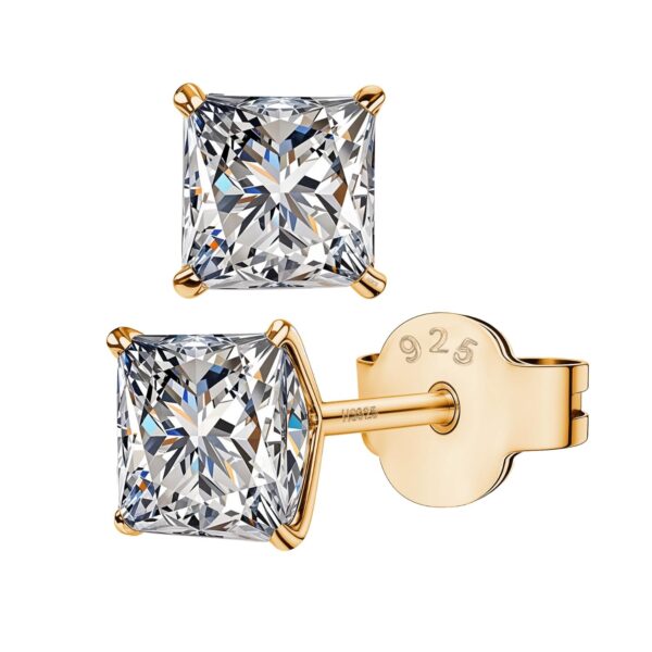 HighSpark 925 Silver Gold Square Stud Earrings - Fast Shipping to USA & Canada