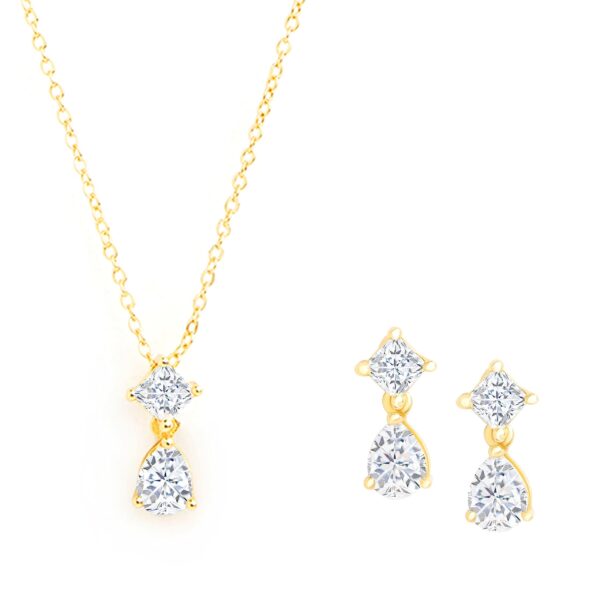 MINUTIAE Austrian Cubic Zirconia Diamond Elegant Stylish Charm Chain Pendant Set for Women & Girls - Fast Shipping to USA & Canada