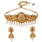 Shining Diva Fashion 22k Gold Plated Temple Necklace Set | Latest Stylish Fancy Pearl Choker Traditional Jewellery Set for Women | Festive Wedding Party Necklace | Just Like Original Gold Jewellery - Fast Shipping to USA & Canada