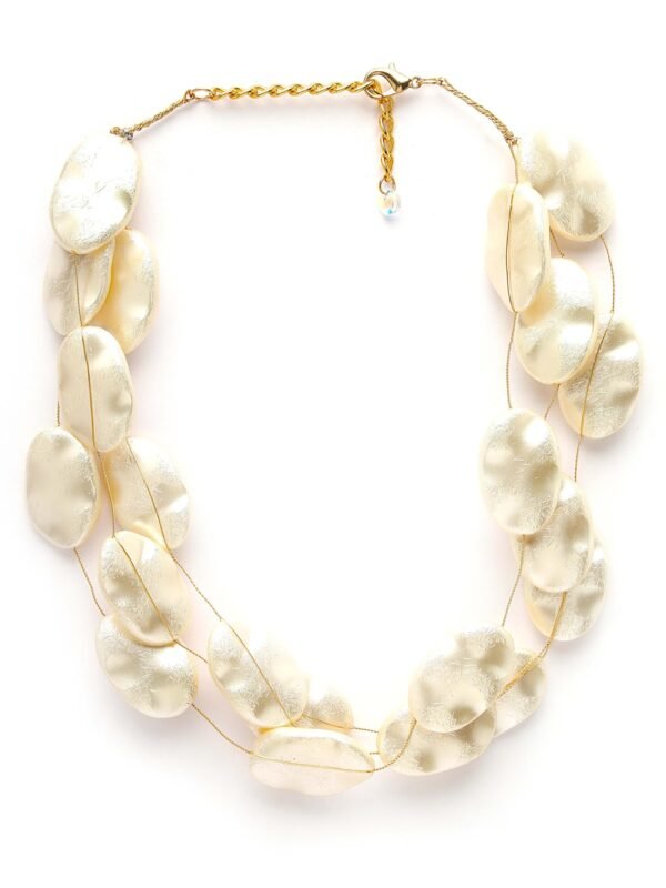 Karatcart Gold-Plated Multilayer Flat Baroque Pearl Chain Necklace for Women - Fast Shipping to USA & Canada