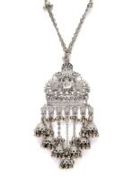 Karatcart Laxmi Mata Oxidised Silver Long Necklace Set for Women - Fast Shipping to USA & Canada