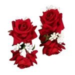 SUKAINA TRENDS Artificial Rose Flower Bracelet Set, Floral Accessories for Wedding | Baby Shower | Haldi | Mehandi | Party for Girls and Women [2 Bracelet] (Red) - Fast Shipping to USA & Canada