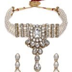 ACCESSHER White & Gold Pearl Antique Choker Necklace Set - Fast Shipping to USA & Canada