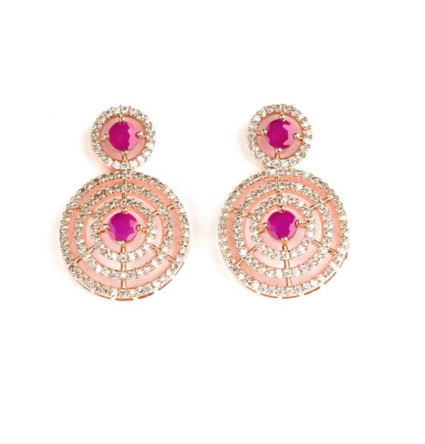 Sasitrends Trendy Round Halo Designer American Diamond Studded Earrings For Women and Girls - Fast Shipping to USA & Canada