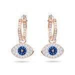 Swarovski Women's Symbolic Evil Eye Hoop Pierced Earrings, Multi-colored, Rose-gold tone plated - Fast Shipping to USA & Canada