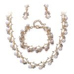 Shining Diva Fashion Latest Stylish 18k Gold Plated Combo Pearl Necklace Earrings Bracelet Jewellery Set for Women and Girls - Fast Shipping to USA & Canada