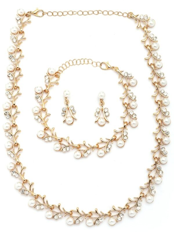 Sukkhi Pearls & AD Choker Necklace with Earrings & Bracelet - Fast Shipping to USA & Canada