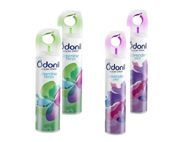 Odonil Aerosol - Air Freshner Spray | (Pack of 4) | (2 Jasmine + 2 Lavender) - Fast Shipping to USA & Canada