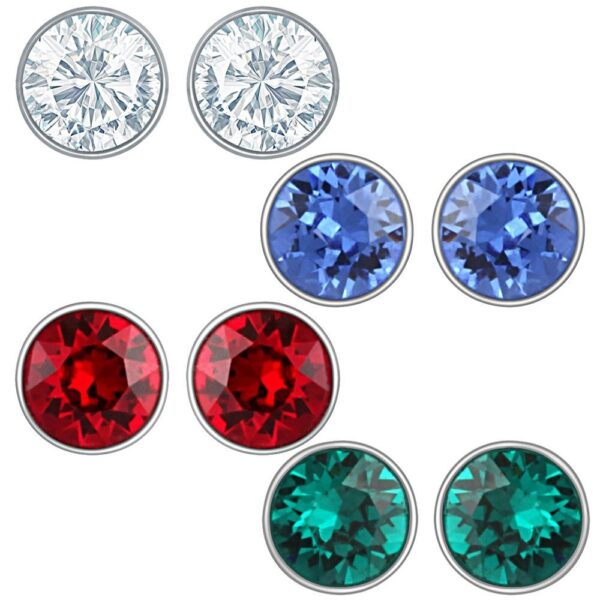 Mahi Rhodium Plated Swarovski Crystal Round Stud Earring for Women and Girls PACO1104534RPR - Fast Shipping to USA & Canada