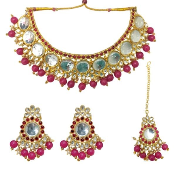 ACCESSHER Gold Plated White Kundan Studded Choker Necklace Set | Traditional Stones Studded, Lightweight & Stylish Necklace Set for Women & Girls - Fast Shipping to USA & Canada