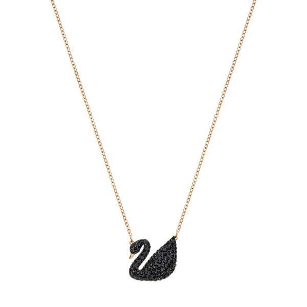 SWAROVSKI Iconic Swan Pendant, Black, Rose Gold-Tone Plated - Women's - Fast Shipping to USA & Canada
