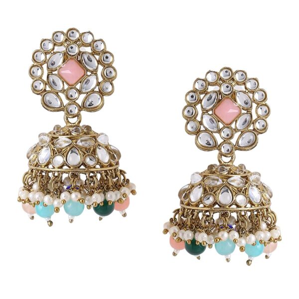Yellow Chimes Earrings for Women Gold Toned Kundan Studded Traditional Jhumka Earrings for Women and Girls - Fast Shipping to USA & Canada