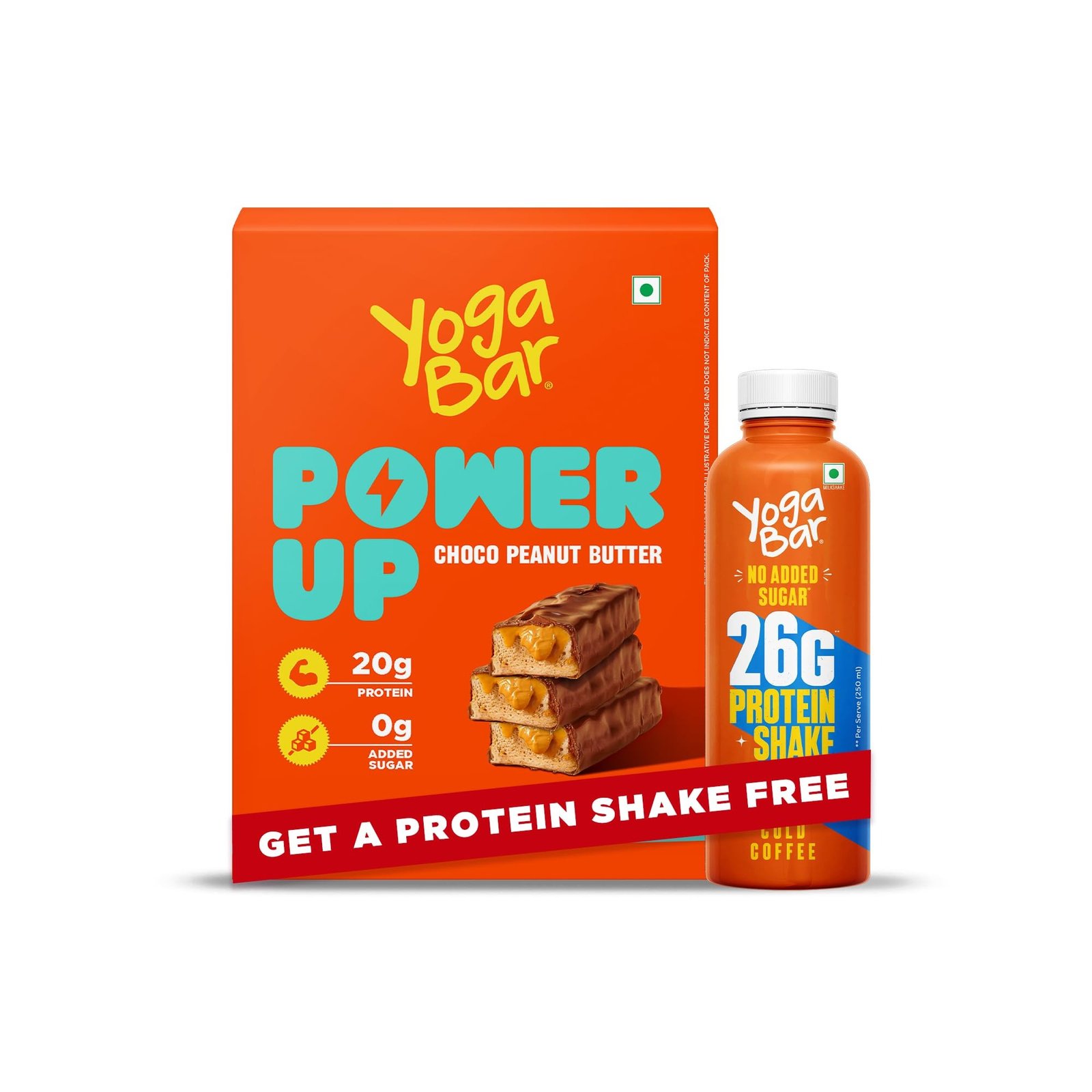 71xRU-44EwL.jpg Yogabar Power Up Choco Peanut Butter Proteins Bar, 20g Protein, No Added Sugar with Cold Coffee Protein Shake - Fast Shipping to USA & Canada - Image 1