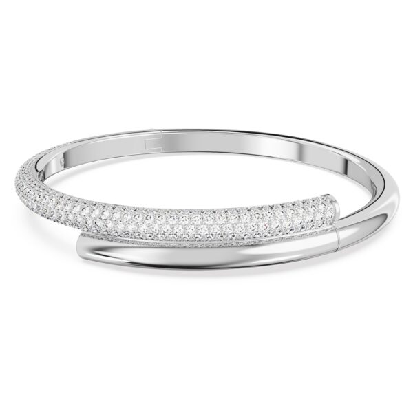 Swarovski Dextera bangle, Magnetic closure, White, Rhodium plated - Fast Shipping to USA & Canada