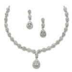 Zeneme Jewellery Set Fascinating Gold Tone Necklace Set & Earring Adorned with American Diamond Jewellery for Women and Girl - Fast Shipping to USA & Canada