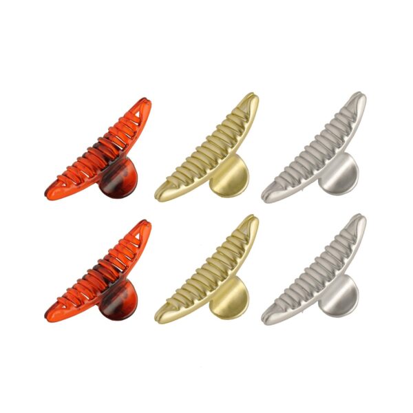 Accessher Black Acrylic Butterfly Hair Clutcher Clips (Pack of 6, Silver-Gold) - Fast Shipping to USA & Canada