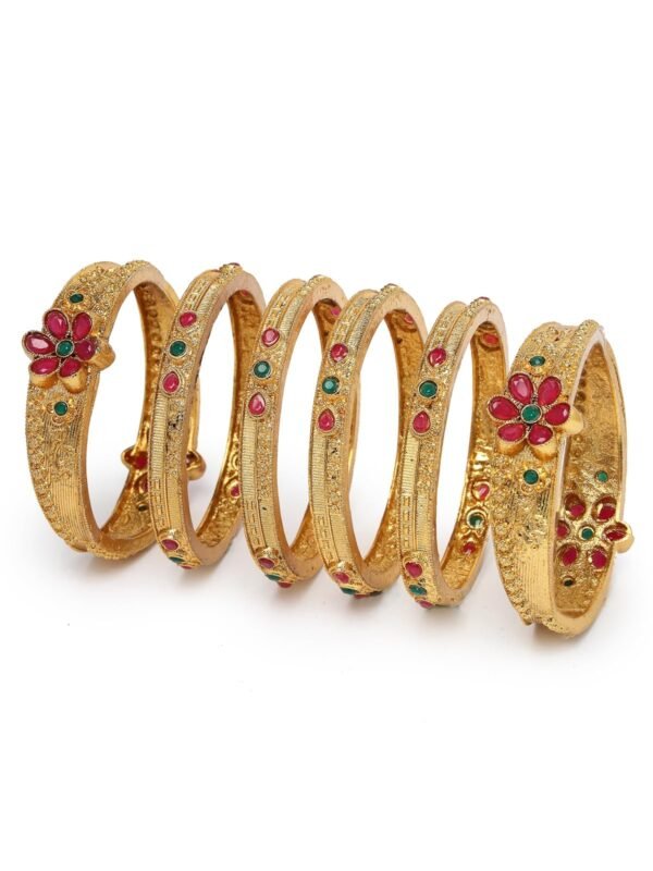 Sukkhi Red & Green Kada Bracelet Bangle Set - Fast Shipping to USA & Canada