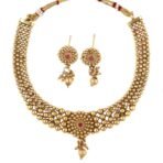 Fashion Frill Necklace Set For Women | Floral Design | Gold Plated |Kundan & pearl necklace for women | Traditional Jewelry Set For Women - Fast Shipping to USA & Canada