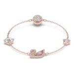 Swarovski Dazzling Swan bracelet, Magnetic closure, Swan, Pink, Rose gold-tone plated - Fast Shipping to USA & Canada