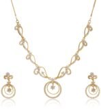 Estele 24 Kt Gold Plated American Diamond Circular Necklace Set for Women - Fast Shipping to USA & Canada