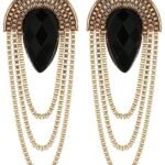 Shining Diva Fashion Black Gold Stylish Fancy Earrings For Women & Girls (6946er) - Fast Shipping to USA & Canada