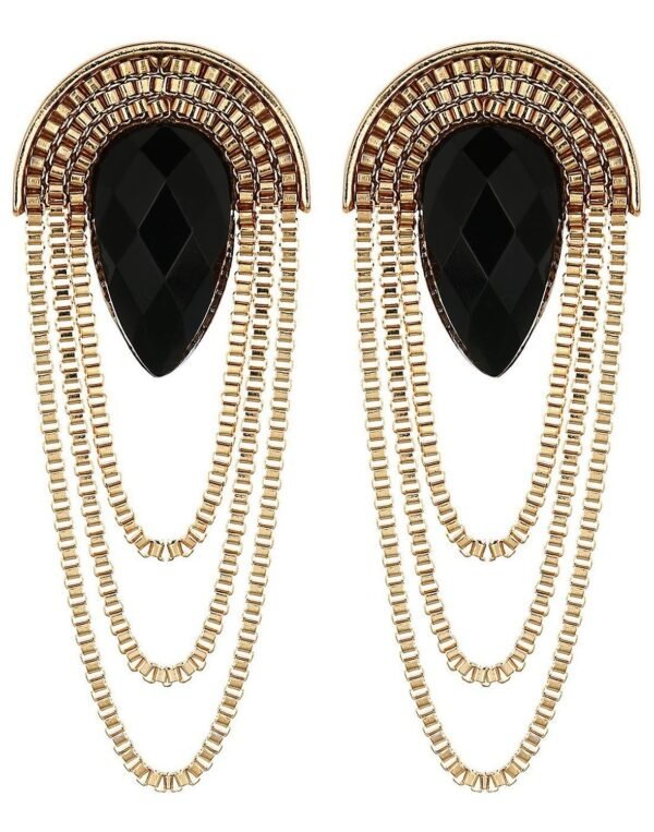 Shining Diva Fashion Black Gold Stylish Fancy Earrings For Women & Girls (6946er) - Fast Shipping to USA & Canada