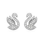 Swarovski Iconic Swan Stud Earrings, Swan, White, Rhodium Plated For Women - Fast Shipping to USA & Canada
