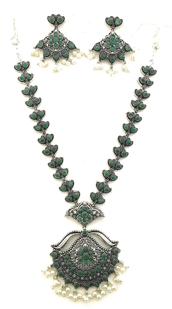 Sasitrends Traditional German Silver Pearl Designer Oxidized Jewellery Set for Women and Girls - Fast Shipping to USA & Canada