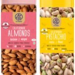 41 FOODS Premium Dry Fruits and Nuts Combo of Healthy Almonds Roasted and Salted Pistachios Nutritious Delicious Crunchy Badam Pista 200Gm X 2 400GM - Fast Shipping to USA & Canada