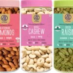 41 foods Premium Dry Fruits & Nuts Combo Of Healthy Fresh Raw Whole Cashew Real Californian Almond Long Green Raisins (150Gm X 3) 450G|Badam Kaju Kishmish - Fast Shipping to USA & Canada