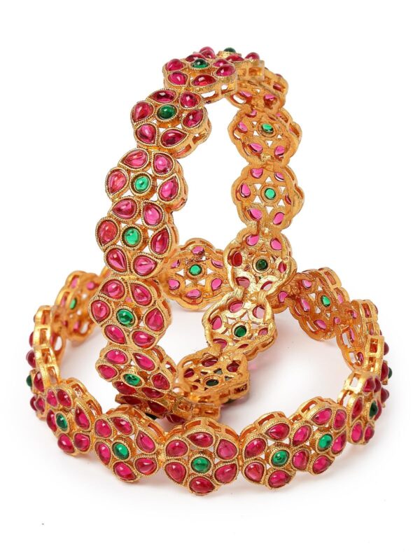 Sukkhi Red & Green Kada Bracelet Bangle Set - Fast Shipping to USA & Canada