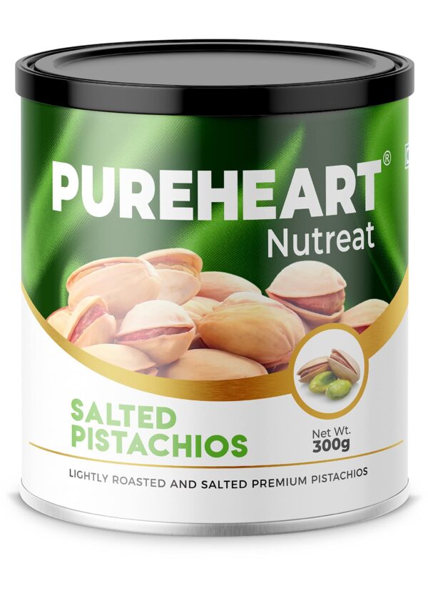 Pureheart Nutreat Salted Pistachios (300 gm) Natural Premium Lightly Roasted Pista/Dry Fruit - Delicious & Crunchy - Fast Shipping to USA & Canada