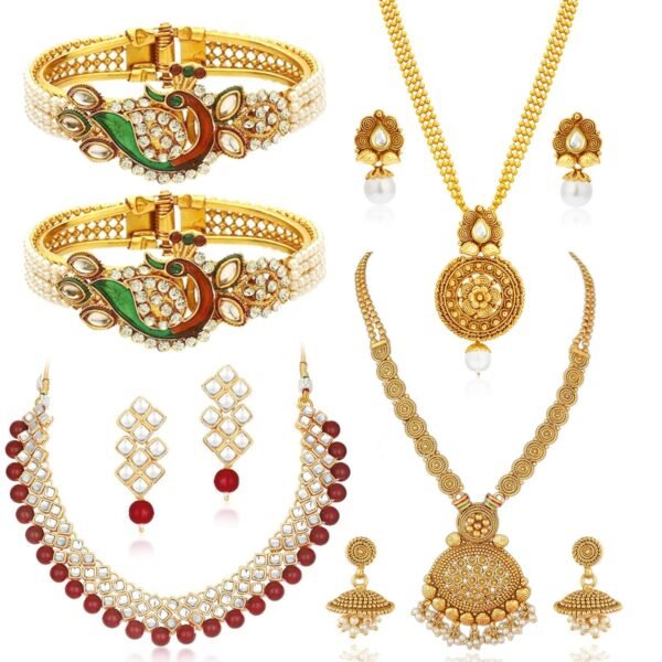 Sukkhi Glossy Combo Necklace Set - Fast Shipping to USA & Canada