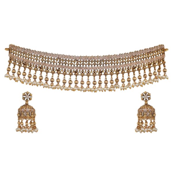 TARINIKA Antique Gold Plated Vakula Antique Choker Set with Floral Design - Jewelry Set for Women Perfect for Ethnic occasions | Traditional Jewellery For Women | 1 Year Warranty* - Fast Shipping to USA & Canada