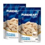 Pureheart Nutreat Natural Cashews (500 gm, Pack of 2) Premium Whole Crunchy & Delicious Cashewnuts/Kaju/Dry Fruit - Resealable Pouch - Fast Shipping to USA & Canada