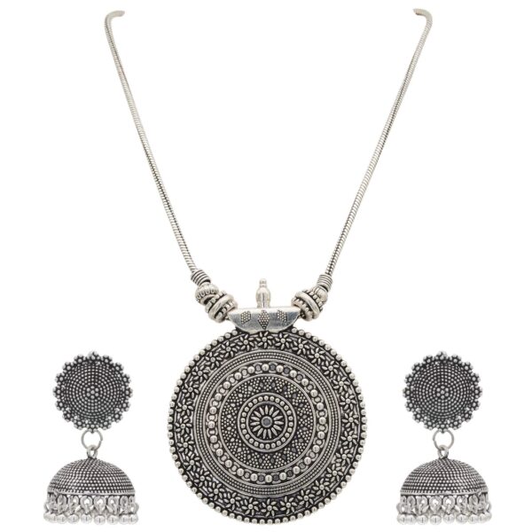 Sasitrends Oxidized German Silver Necklace Jewellery Set with Jhumki/Jhumka Earrings for Women and Girls - Fast Shipping to USA & Canada