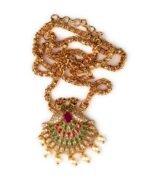 Sasitrends Traditional Gold Plated AD Stone Studded Pendant Chain Necklace for Women - Fast Shipping to USA & Canada