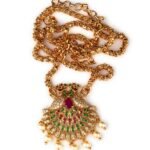 Sasitrends Traditional Gold Plated AD Stone Studded Pendant Chain Necklace for Women - Fast Shipping to USA & Canada