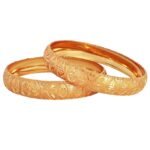 Shining Diva Fashion Latest One Gram Gold Plated Set of 2 Traditional Broad Bangles for Women and Girls - Fast Shipping to USA & Canada