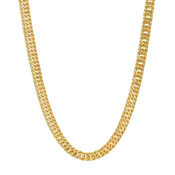 Fashion Frill Double Curb Thin Gold Plated Golden Neck Chain Chains For Women Men Girls Stylish Boys - 22 Inch - Fast Shipping to USA & Canada