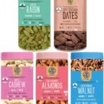 41 FOODS Dry Fruits and Nuts Combo Healthy Fresh Cashews Almonds Raisins Walnuts Dried Dates Badam Kaju Kishmish Akhrot Khajoor Chuara 200Gm X 5 1KG - Fast Shipping to USA & Canada