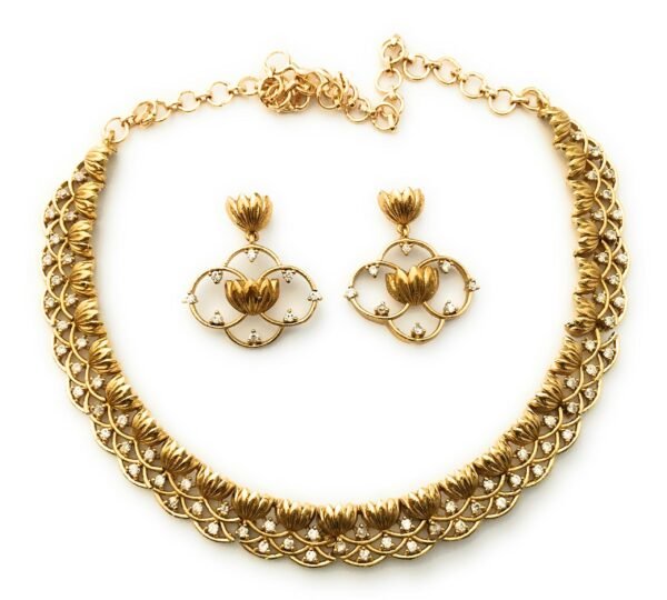 Sasitrends Gold Plated American Diamond Stone Studded Jewellery Necklace Set with Earrings for Women & Girls - Fast Shipping to USA & Canada