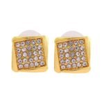 Estele Women's Gehena Gold Tone Rhomboid Cube Stud Earrings - Fast Shipping to USA & Canada
