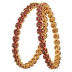 Sasitrends American Diamond Micro Gold Plated Flower Bangles - Fast Shipping to USA & Canada