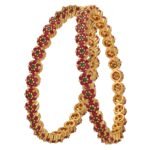 Sasitrends American Diamond Micro Gold Plated Flower Bangles - Fast Shipping to USA & Canada