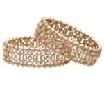 Rubans Set of 2, 22K Gold Plated Kundan Studded & Pearl Beaded Latest Traditional Handcrafted Bangles for Women & Girls, Ideal for any Festive & Wedding Occasions - Fast Shipping to USA & Canada