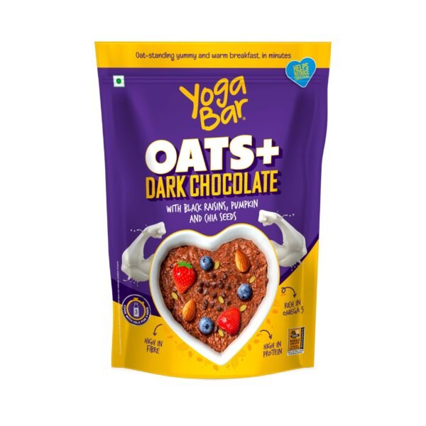 Yogabar Dark Chocolate Oatmeal 1kg | Wholegrain Oatmeal That Helps Reduce Cholesterol | Healthy Breakfast Cereal Gluten Free Oats High in Protein & Gluten-Free | Now with Black Raisins - Fast Shipping to USA & Canada