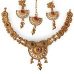 Store_of_arts (pp creations) Exquisite Temple Choker Necklace Set ? Traditional Gold-Plated Jewelry with Intricate Design - Fast Shipping to USA & Canada